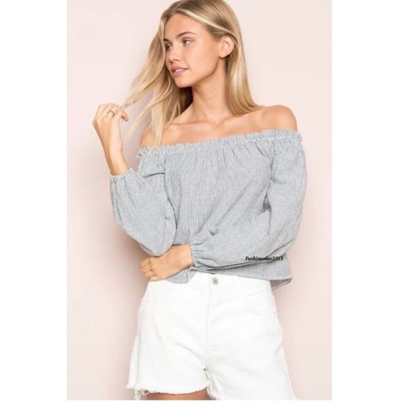 Brandy Melville Striped Off The Shoulder Top - Picture 1 of 7